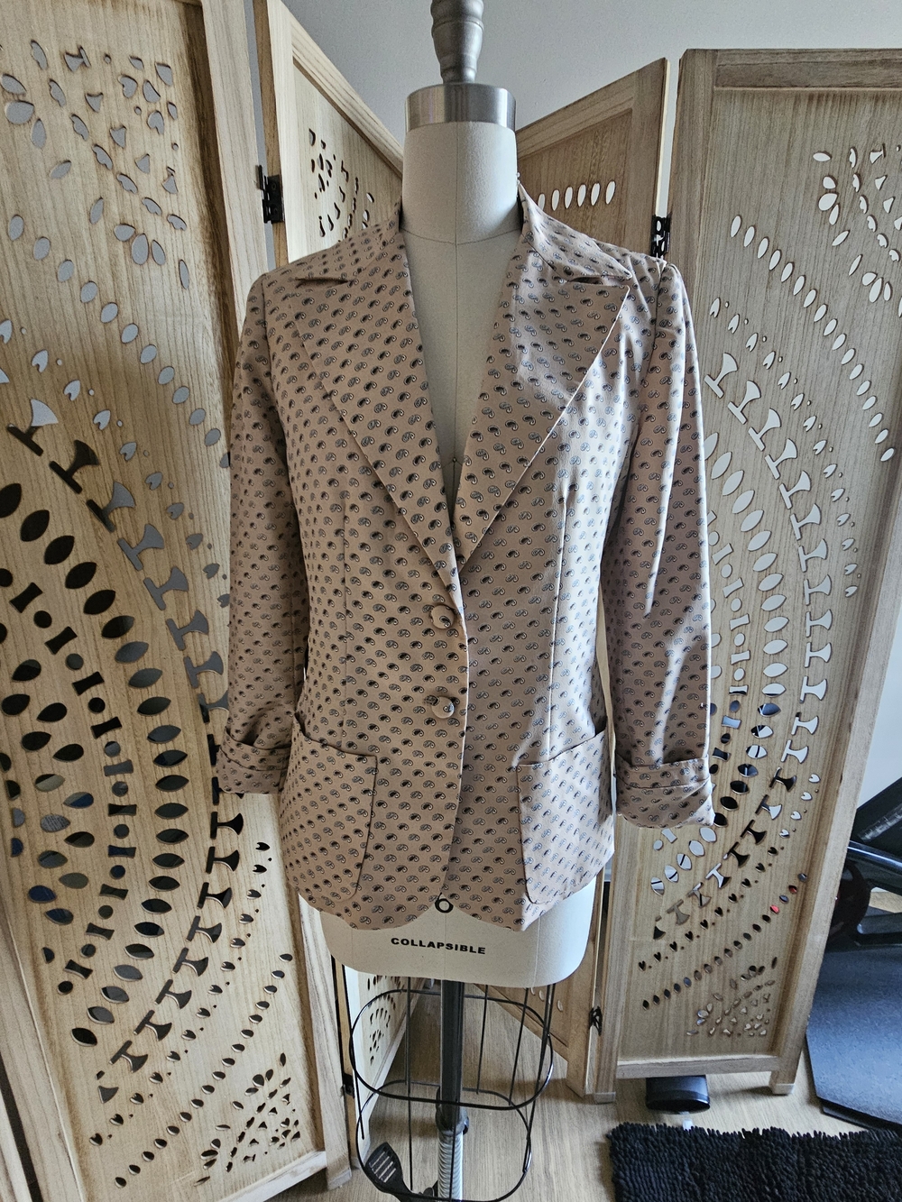 Vintage I. Magnin Women's Blazer Jacket | New Taupe Paisley Printed